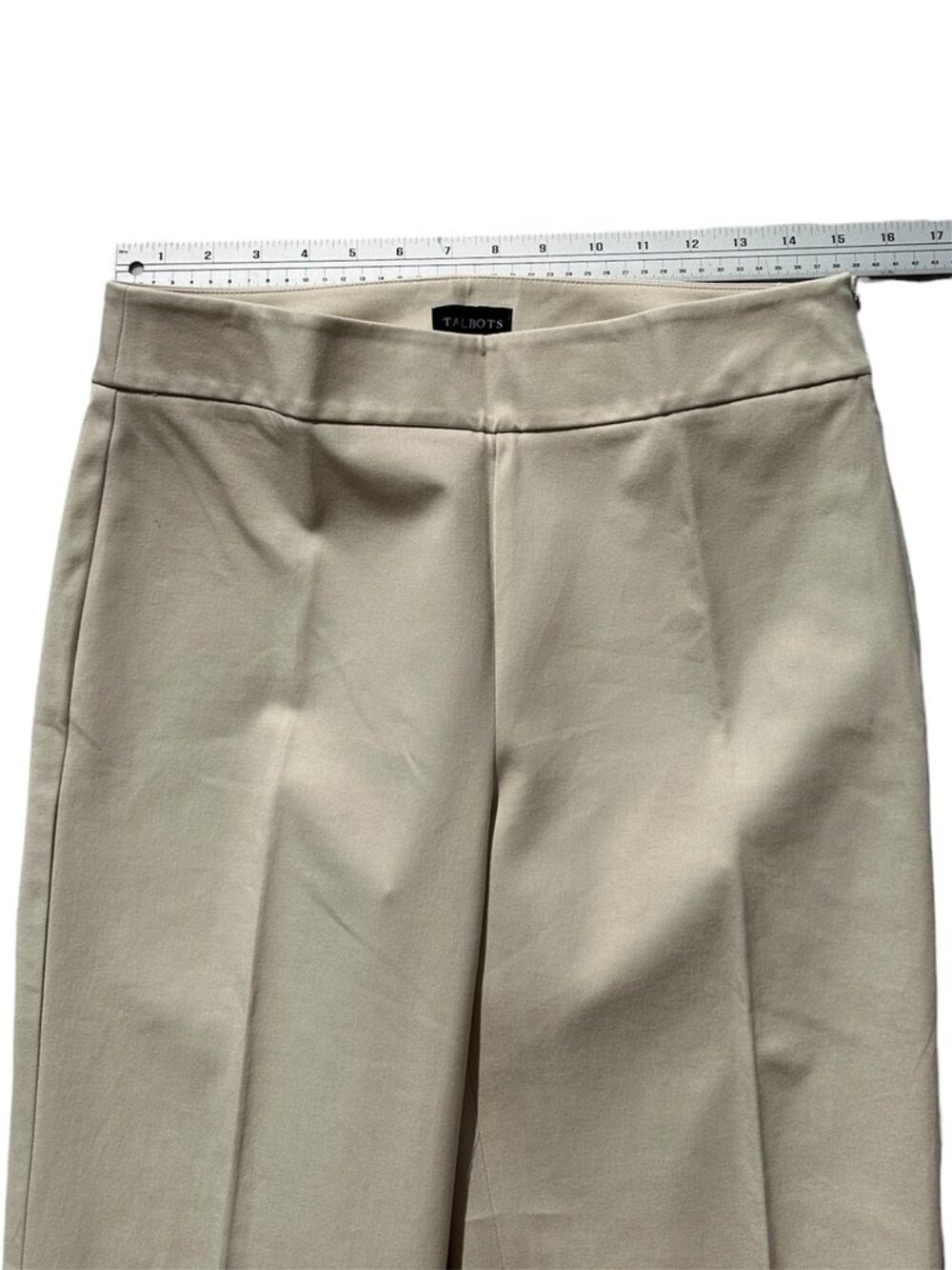 Talbots Buff Beige Chatham Ankle Pants 6 Side Zip Bi-Stretch Slim Trouser - Picture 9 of 11